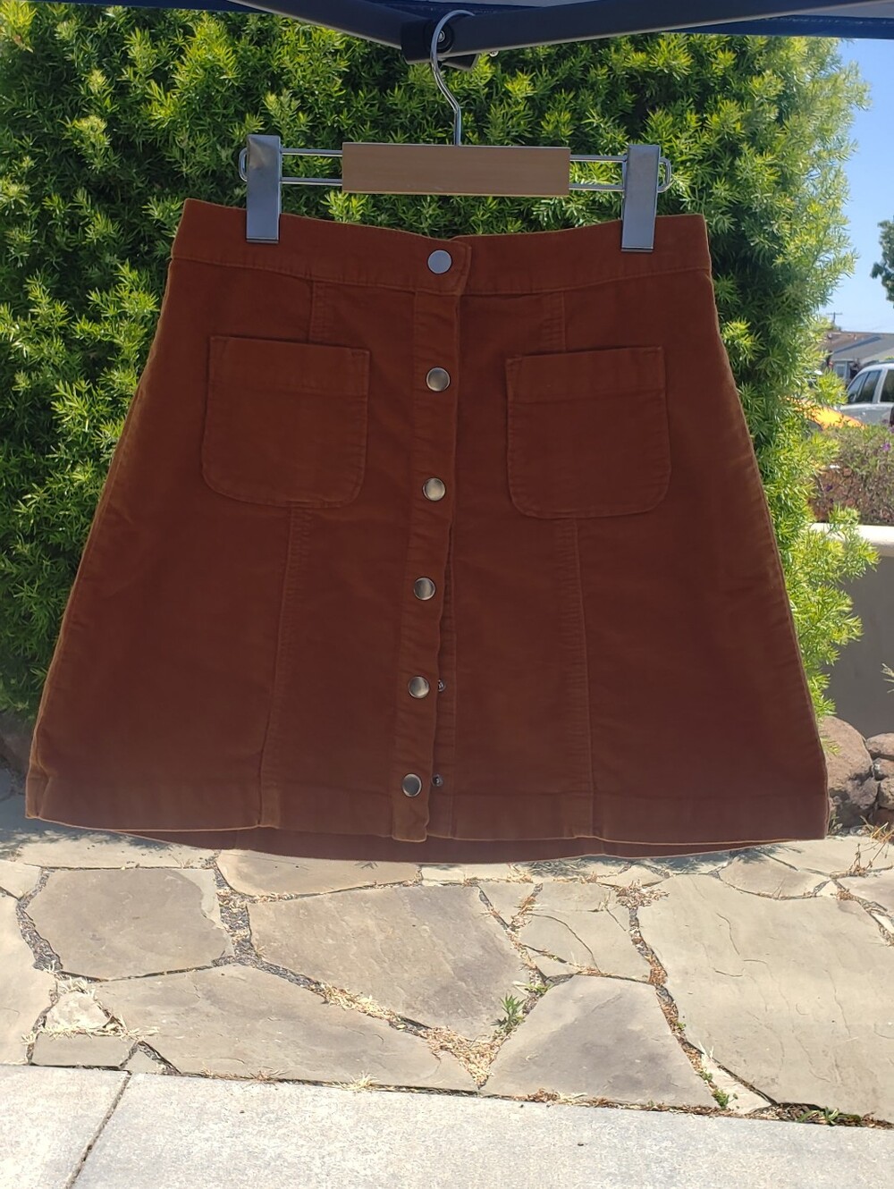 Urban Outfitters Women's Button-Front Corduroy Skirt in Rust